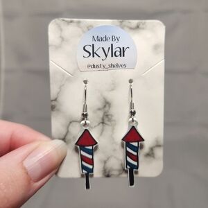 Handmade Shrinking Plastic Firework Rocket Dangle Earrings
